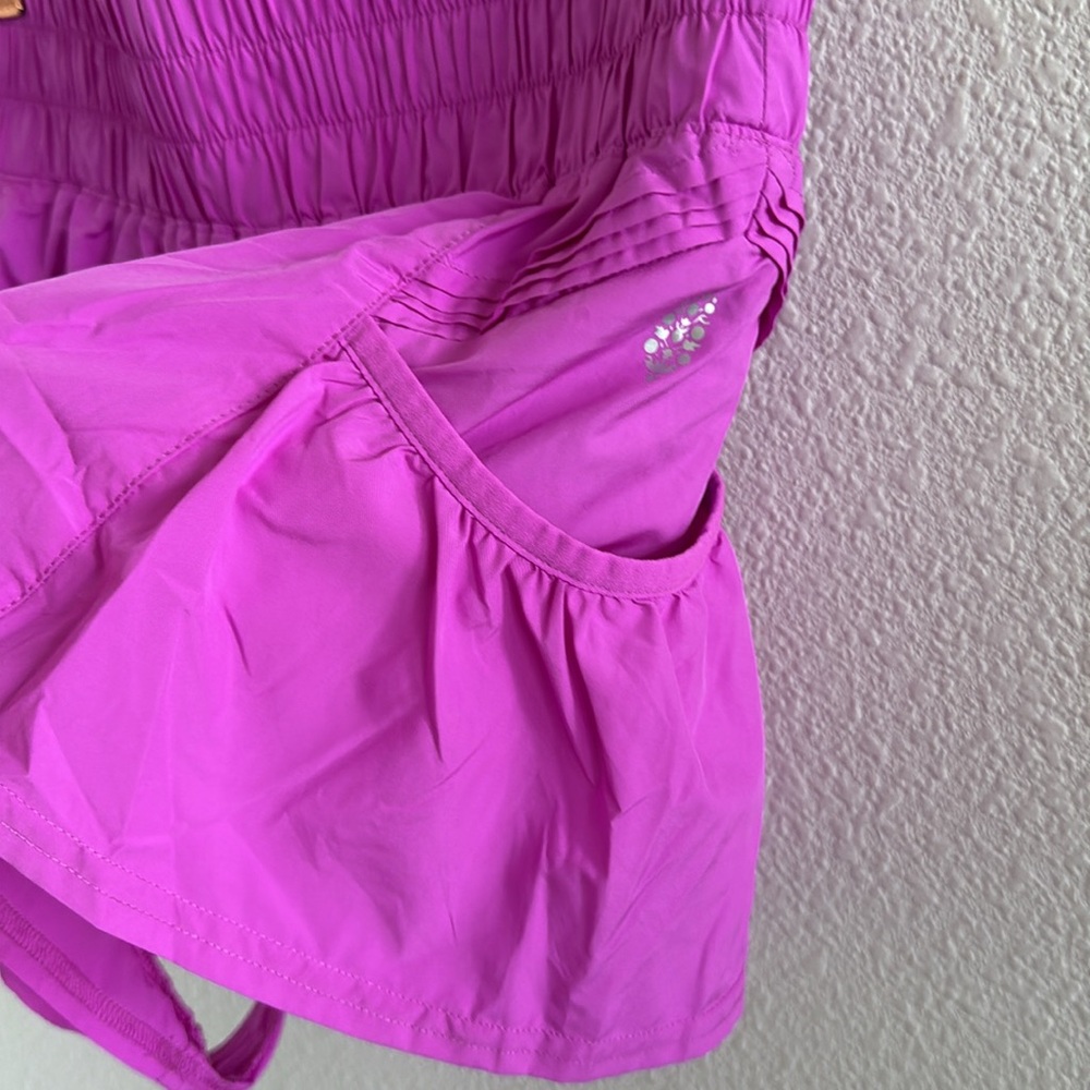 Free People Get You Flirt on Shorts Pink Ruffle Athleisure Active Medium - Picture 4 of 8